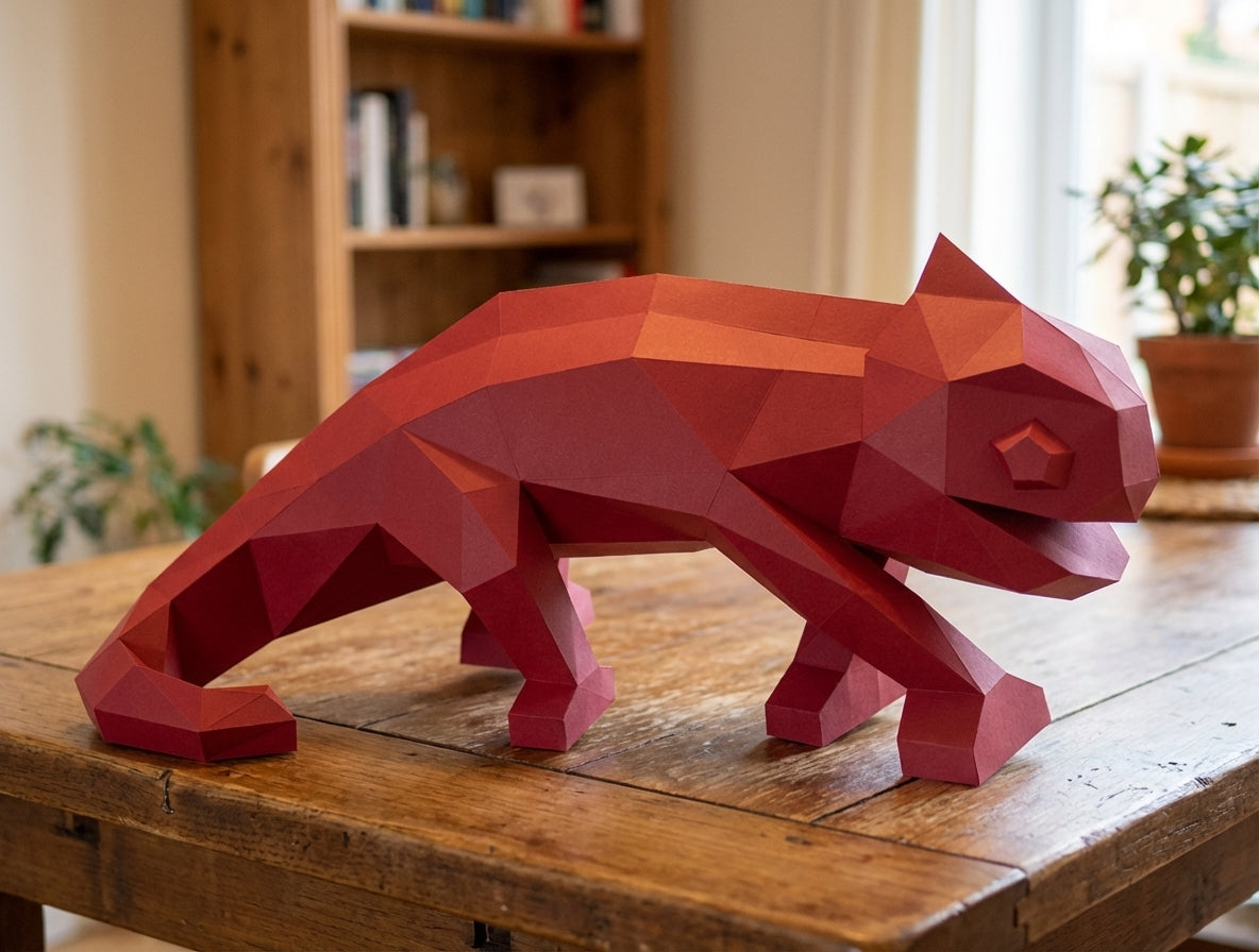 Chameleon Paper Sculpture - 34cm Large Lizard Decor - Low Poly Geometric Animal - 3D Papercraft Art - Modern Office Desk Decor - Reptile Gift - Mi tienda