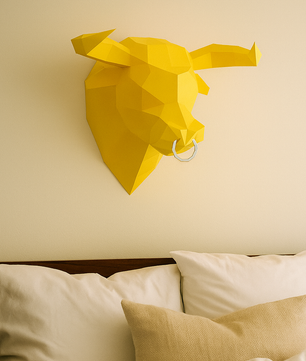 Kit PaperCraft DIY: cabeza de toro poligonal de papel 3D para montar 39x35x29, decoración de pared, manualidad creativa