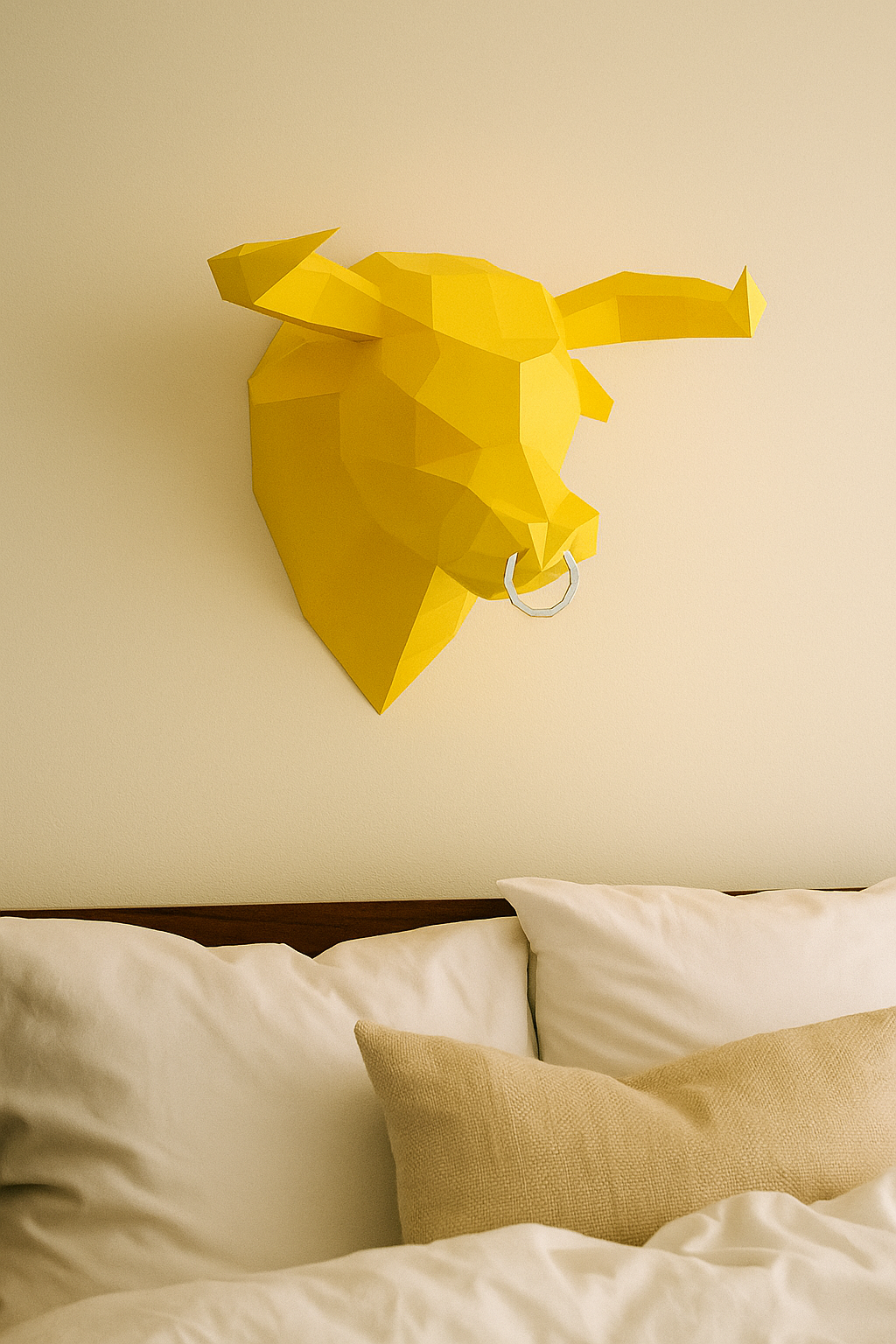 Kit PaperCraft DIY: cabeza de toro poligonal de papel 3D para montar 39x35x29, decoración de pared, manualidad creativa
