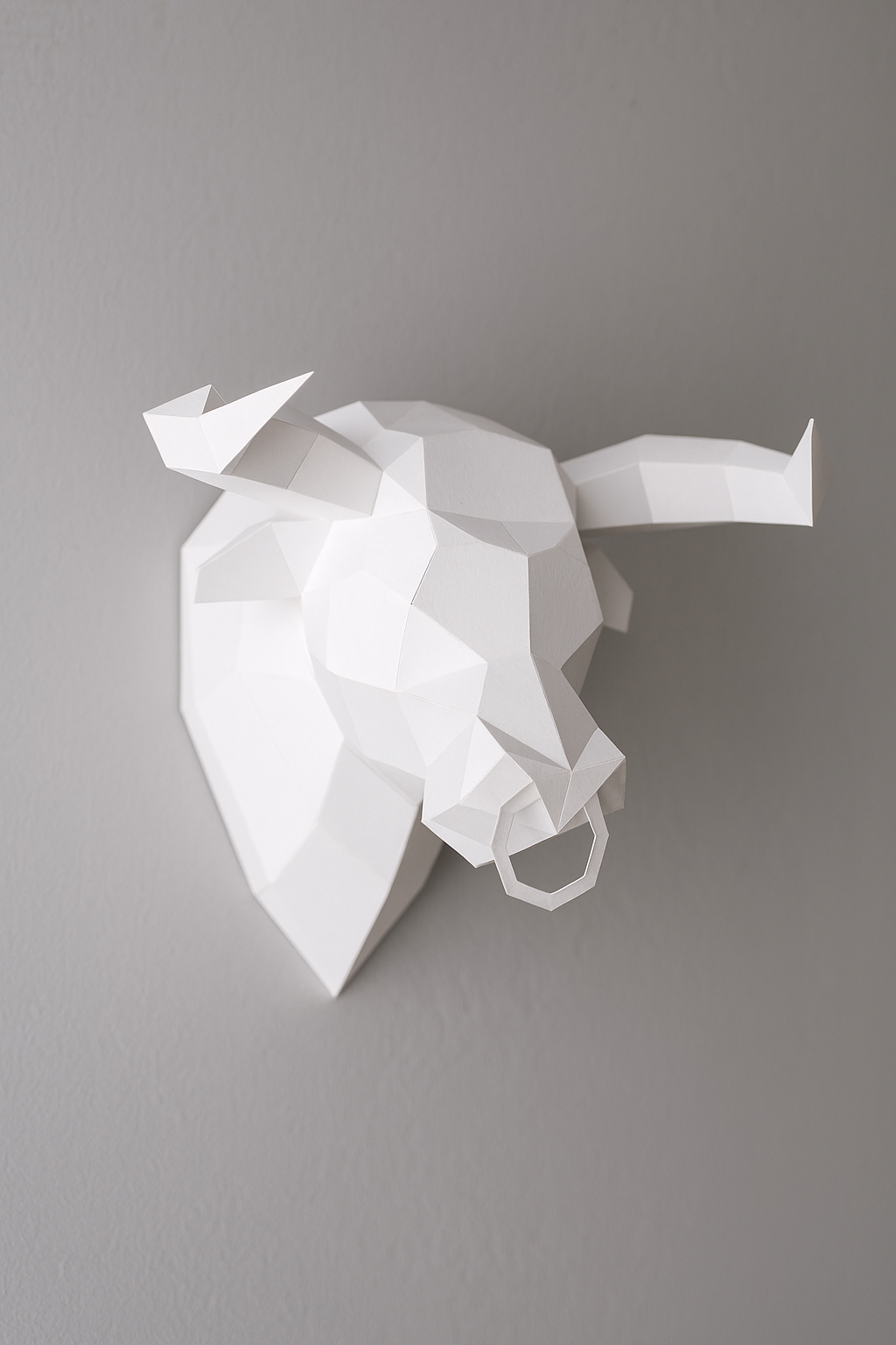 Kit PaperCraft DIY: cabeza de toro poligonal de papel 3D para montar 39x35x29, decoración de pared, manualidad creativa
