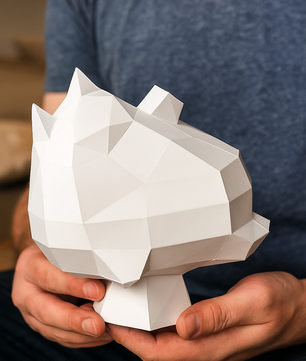 Polygonal paper cat builder figure in fun style, 3D craft for assembly 30 x 25 x 19 – papercraft DIY - Mi tienda