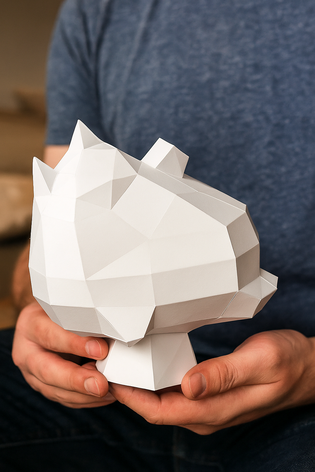 Polygonal paper cat builder figure in fun style, 3D craft for assembly 30 x 25 x 19 – papercraft DIY - Mi tienda