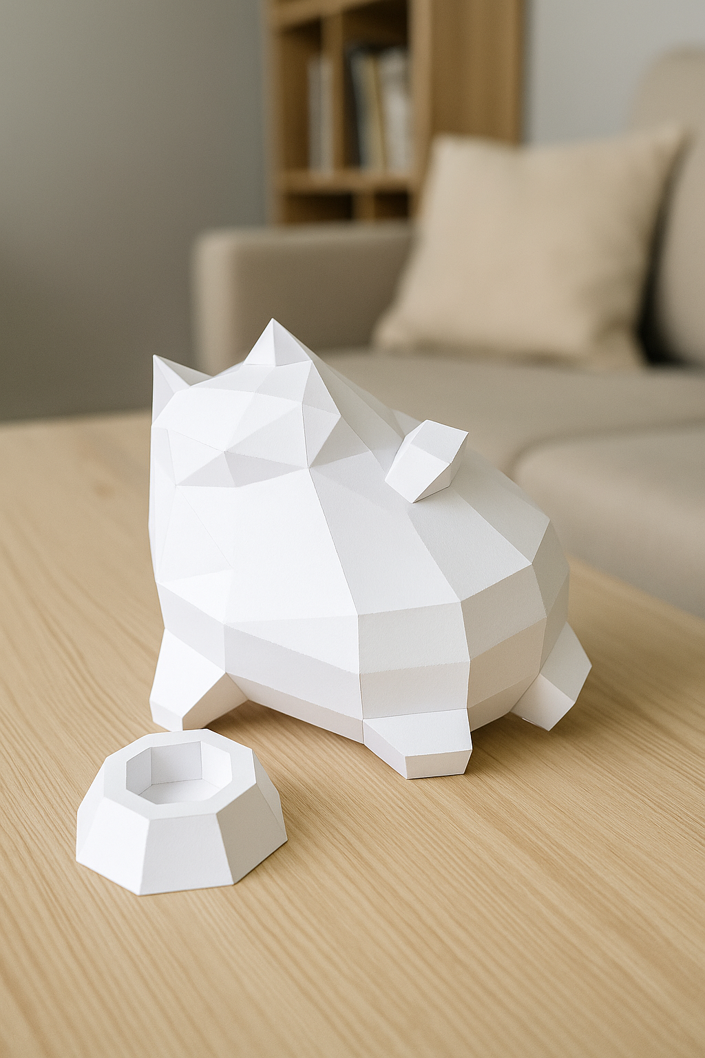 Polygonal paper cat builder figure in fun style, 3D craft for assembly 30 x 25 x 19 – papercraft DIY - Mi tienda
