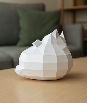 Polygonal paper cat builder figure in fun style, 3D craft for assembly 30 x 25 x 19 – papercraft DIY - Mi tienda