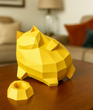 Polygonal paper cat builder figure in fun style, 3D craft for assembly 30 x 25 x 19 – papercraft DIY - Mi tienda