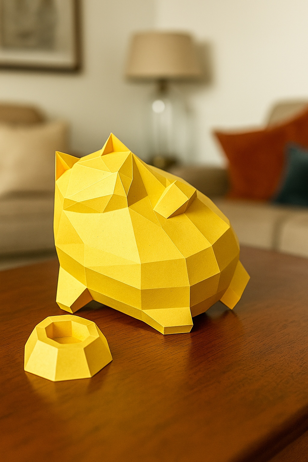 Polygonal paper cat builder figure in fun style, 3D craft for assembly 30 x 25 x 19 – papercraft DIY - Mi tienda