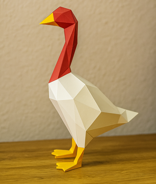 Figura constructor ganso poligonal de papel, manualidad 3D para montar 14x32x23 — PaperCraft DIY