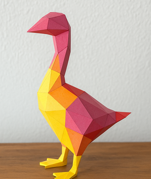 Figura constructor ganso poligonal de papel, manualidad 3D para montar 14x32x23 — PaperCraft DIY