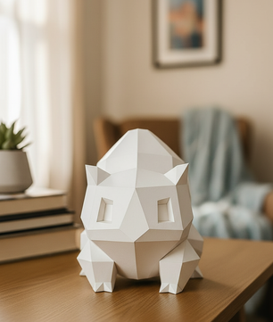 Polygonal paper Bulbasaur craft kit, 3D DIY papercraft model 23x20x19, creative cardboard decor - Mi tienda
