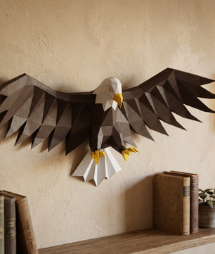 3D Eagle Wall Art Papercraft, Polygonal Bird Figure for Assembly – DIY Geometric Sculpture, Unique Home Decor for Creative Workspace - Mi tienda