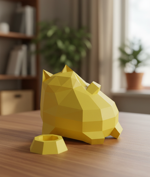 Polygonal paper cat builder figure in fun style, 3D craft for assembly 30 x 25 x 19 – papercraft DIY - Mi tienda