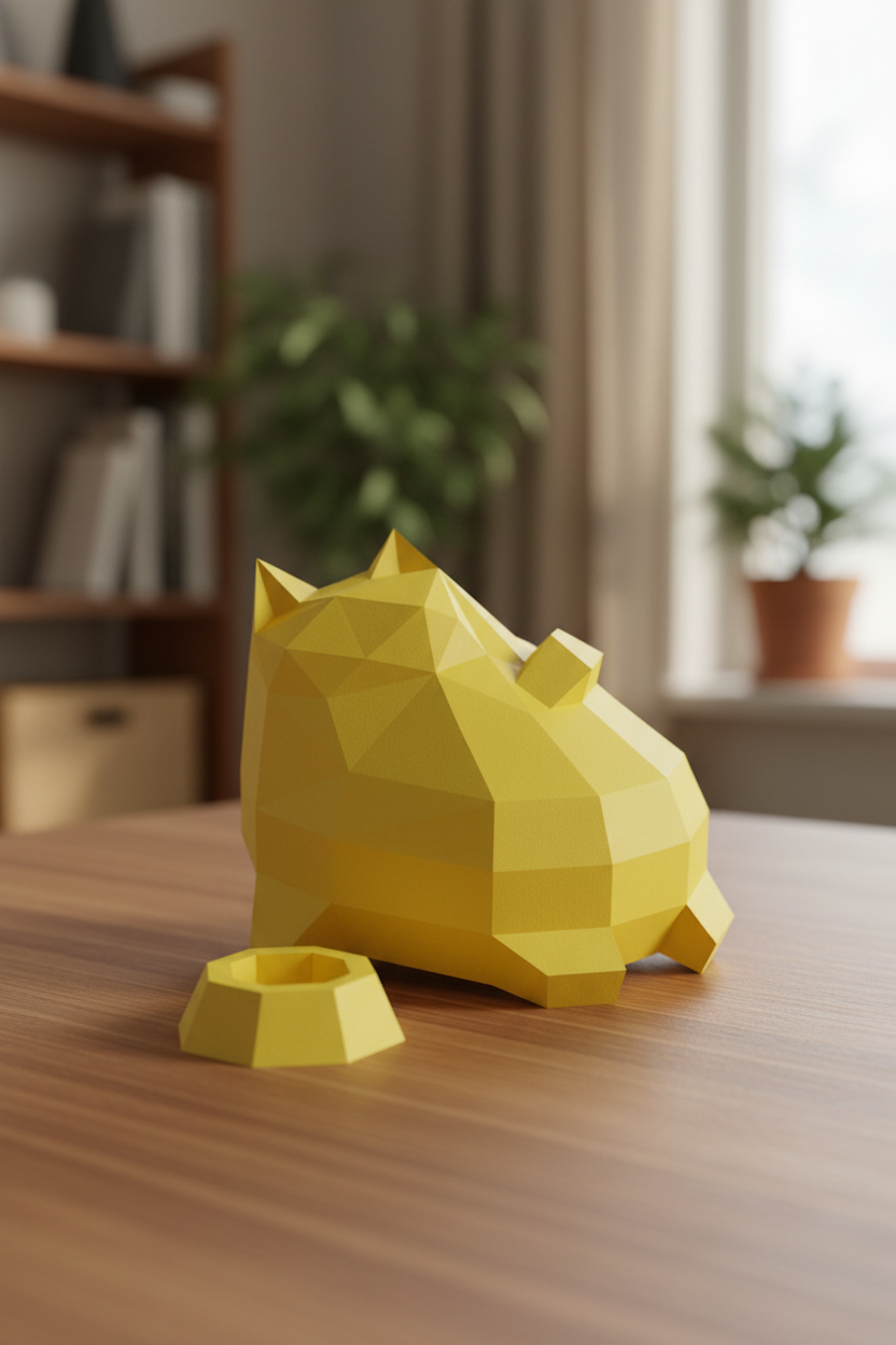 Polygonal paper cat builder figure in fun style, 3D craft for assembly 30 x 25 x 19 – papercraft DIY - Mi tienda