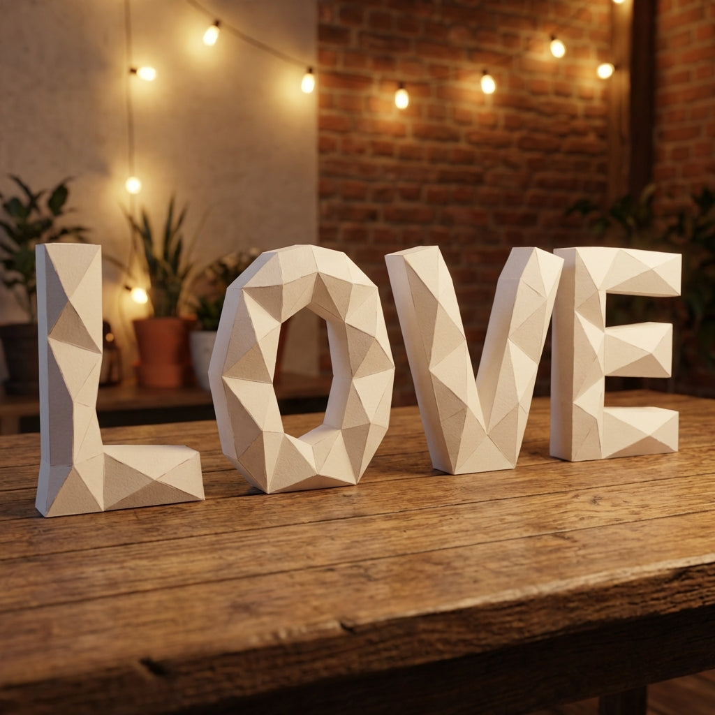 Giant LOVE 3D Papercraft Kit – 50cm Large BIG Geometric Sculpture for Home & Events (Uncut Paper in Tube) - Mi tienda