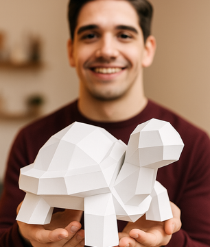 Figura constructor tortuga poligonal de papel, manualidad 3D para montar  21x20x30 — PaperCraft DIY, figura de cartón para decoración del hogar