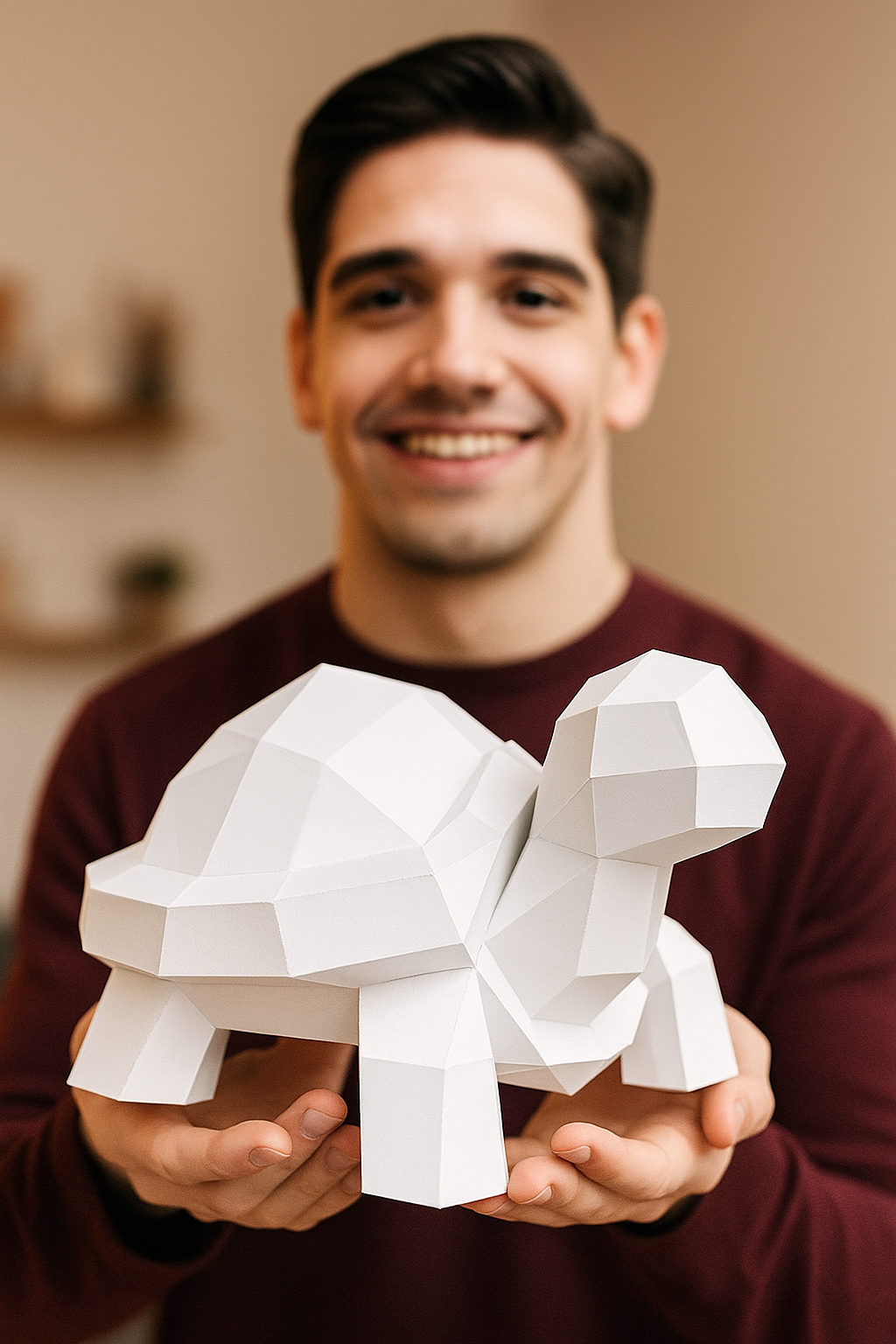 Figura constructor tortuga poligonal de papel, manualidad 3D para montar  21x20x30 — PaperCraft DIY, figura de cartón para decoración del hogar