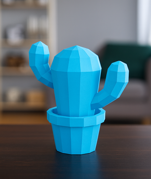 Figura constructor cactus poligonal de papel, manualidad 3D para montar  20x19x10— PaperCraft DIY, figura de cartón para decoración del hogar
