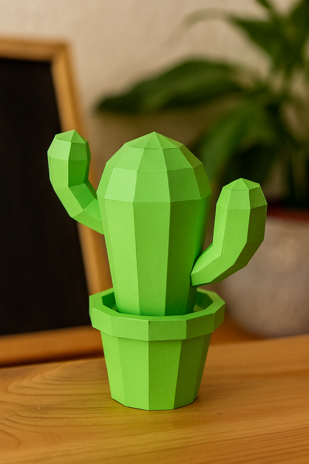 Figura constructor cactus poligonal de papel, manualidad 3D para montar  20x19x10— PaperCraft DIY, figura de cartón para decoración del hogar