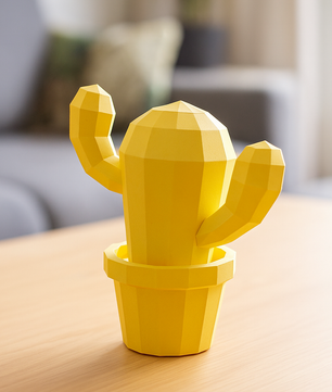 Figura constructor cactus poligonal de papel, manualidad 3D para montar  20x19x10— PaperCraft DIY, figura de cartón para decoración del hogar