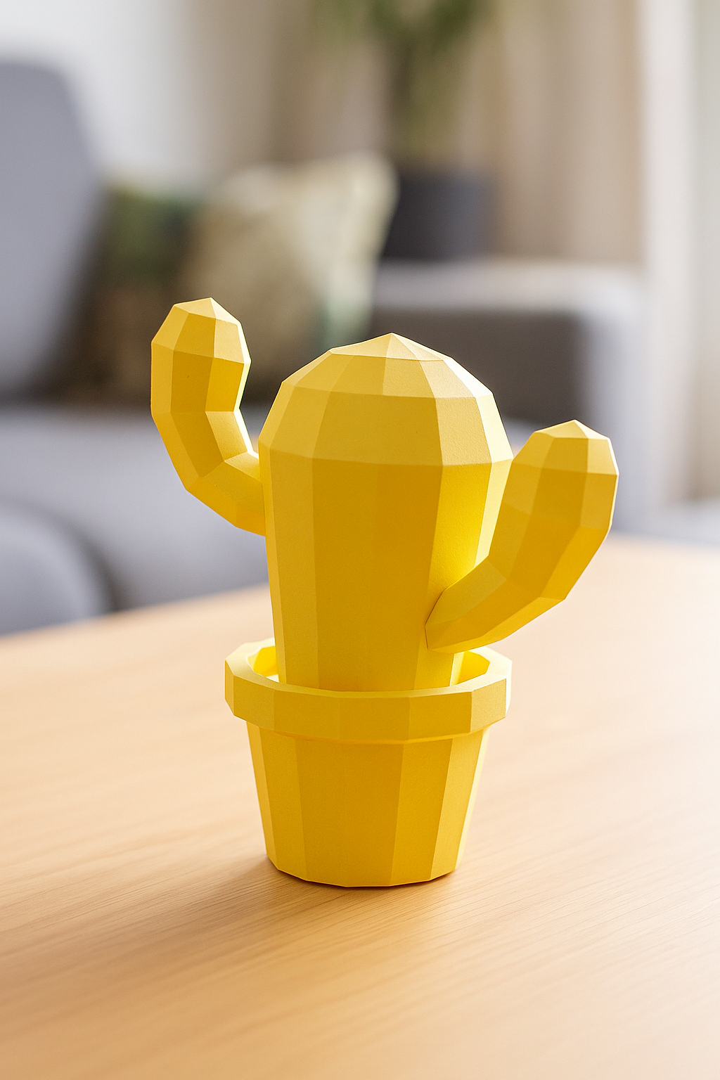 Figura constructor cactus poligonal de papel, manualidad 3D para montar  20x19x10— PaperCraft DIY, figura de cartón para decoración del hogar