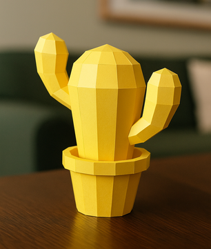 Figura constructor cactus poligonal de papel, manualidad 3D para montar  20x19x10— PaperCraft DIY, figura de cartón para decoración del hogar