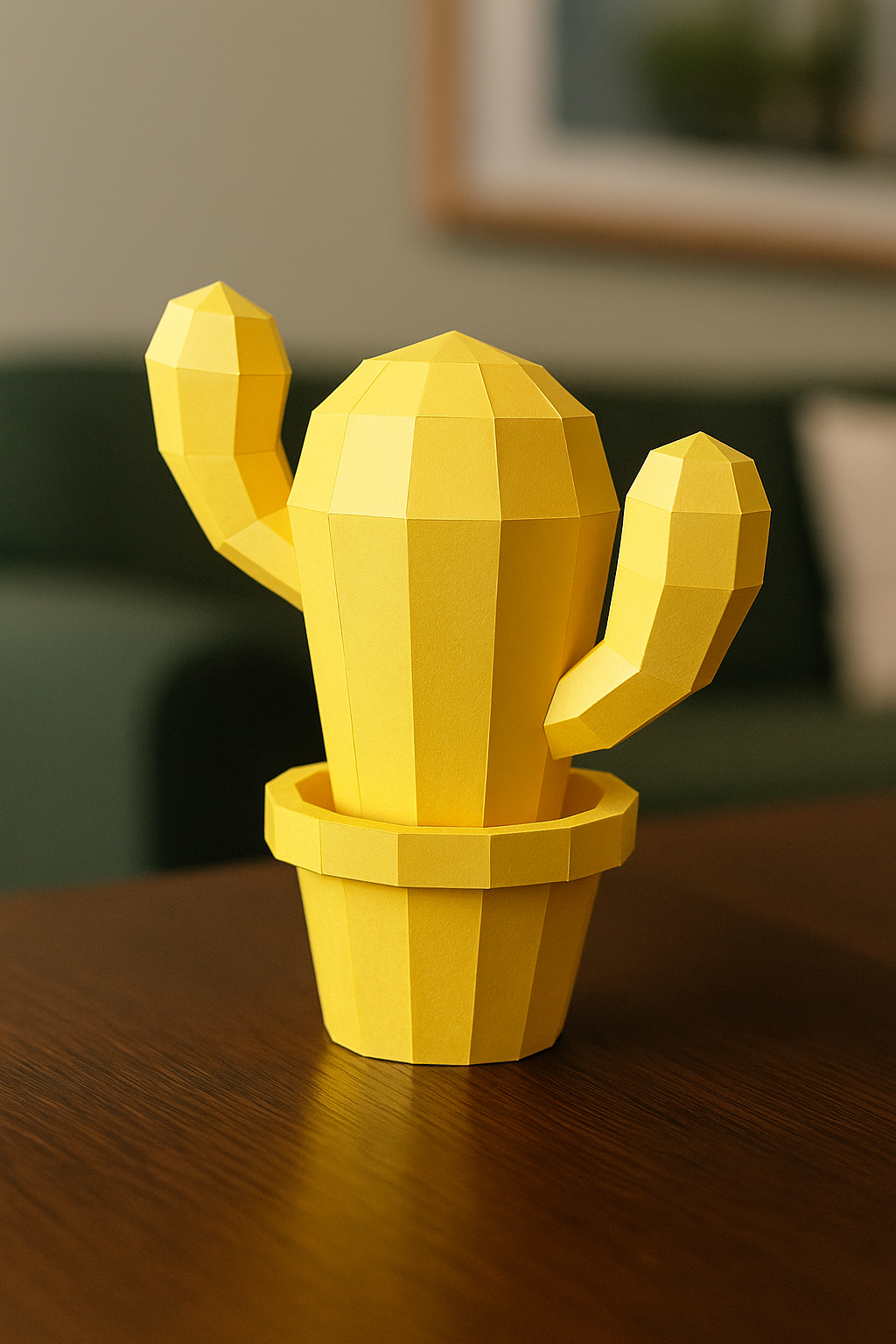 Figura constructor cactus poligonal de papel, manualidad 3D para montar  20x19x10— PaperCraft DIY, figura de cartón para decoración del hogar