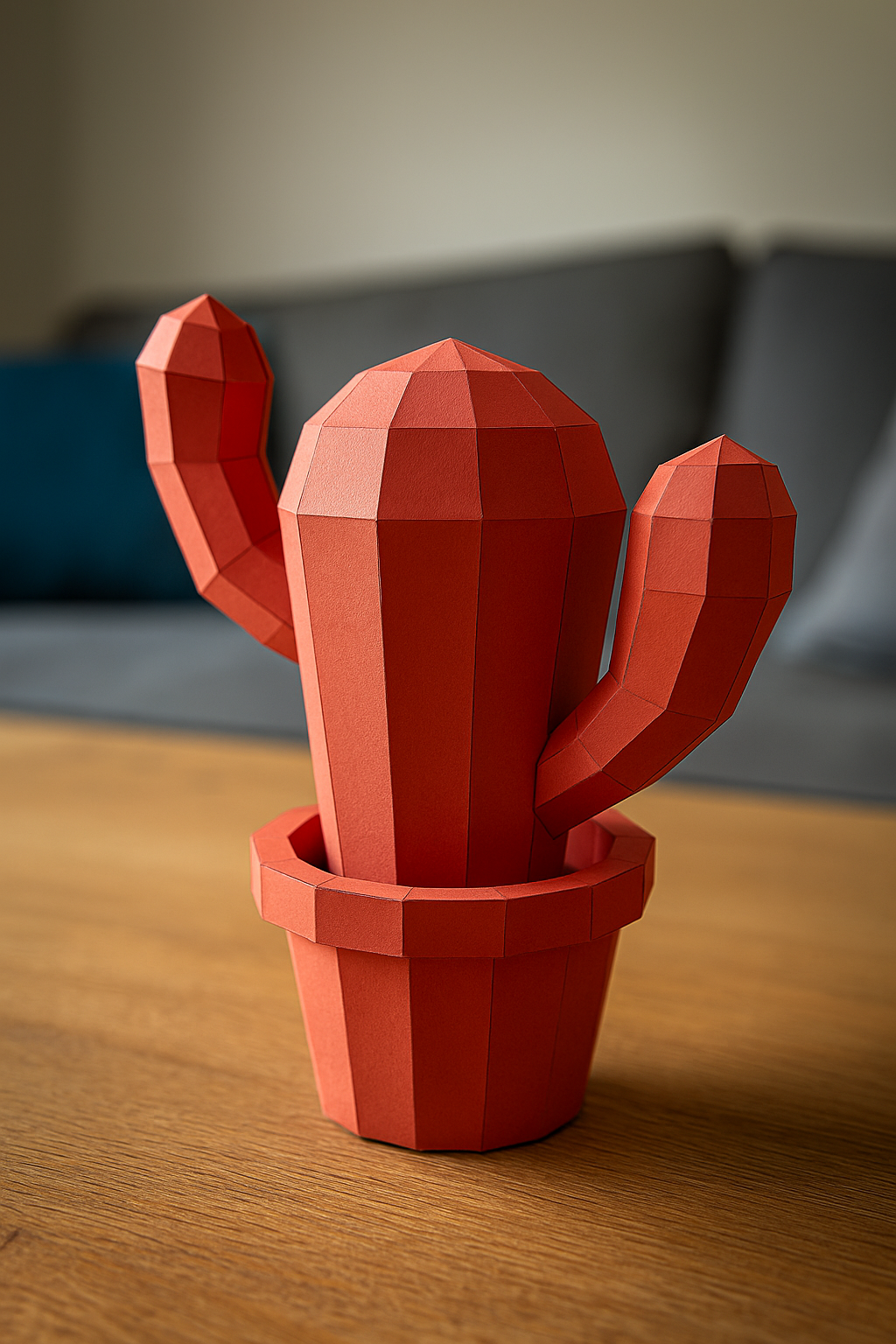 Figura constructor cactus poligonal de papel, manualidad 3D para montar  20x19x10— PaperCraft DIY, figura de cartón para decoración del hogar