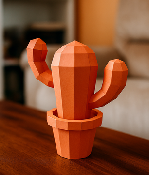 Figura constructor cactus poligonal de papel, manualidad 3D para montar  20x19x10— PaperCraft DIY, figura de cartón para decoración del hogar