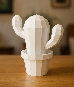 Figura constructor cactus poligonal de papel, manualidad 3D para montar  20x19x10— PaperCraft DIY, figura de cartón para decoración del hogar