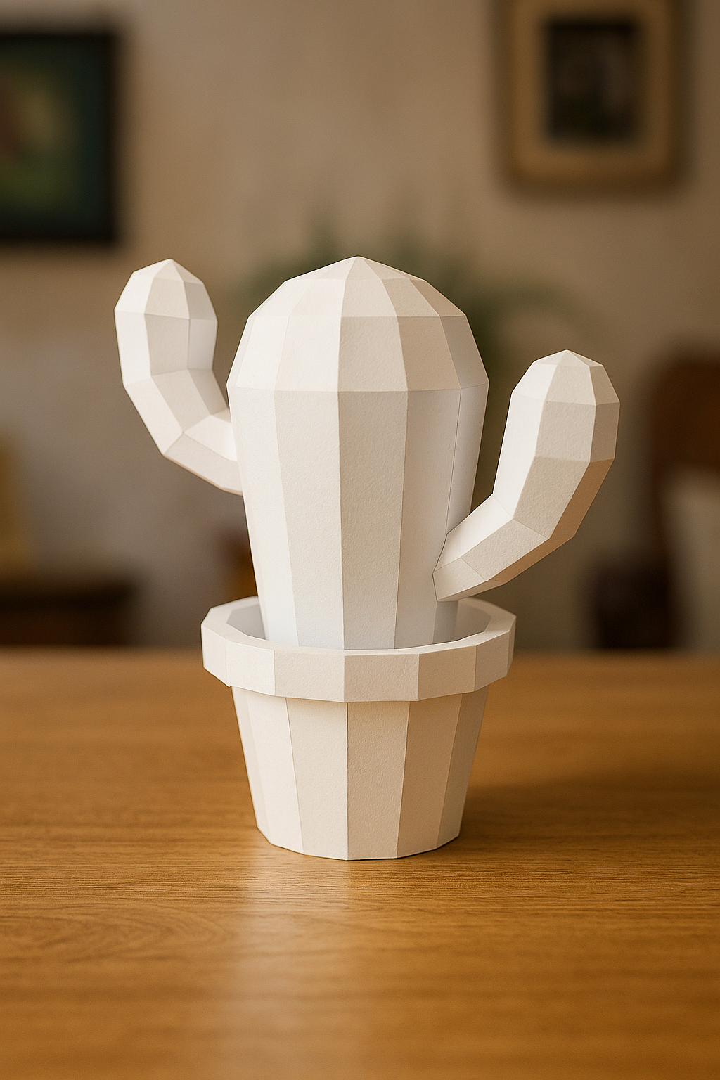 Figura constructor cactus poligonal de papel, manualidad 3D para montar  20x19x10— PaperCraft DIY, figura de cartón para decoración del hogar
