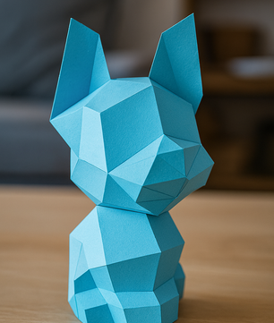 Figura constructor perro poligonal de papel, manualidad 3D para montar 30x18x19— PaperCraft DIY