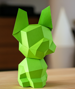 Figura constructor perro poligonal de papel, manualidad 3D para montar 30x18x19— PaperCraft DIY