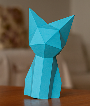 Figura constructor de gato poligonal en papel, kit 3D para montar   26x15x18 — Manualidad PaperCraft DIY