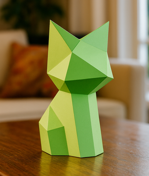 Figura constructor de gato poligonal en papel, kit 3D para montar   26x15x18 — Manualidad PaperCraft DIY