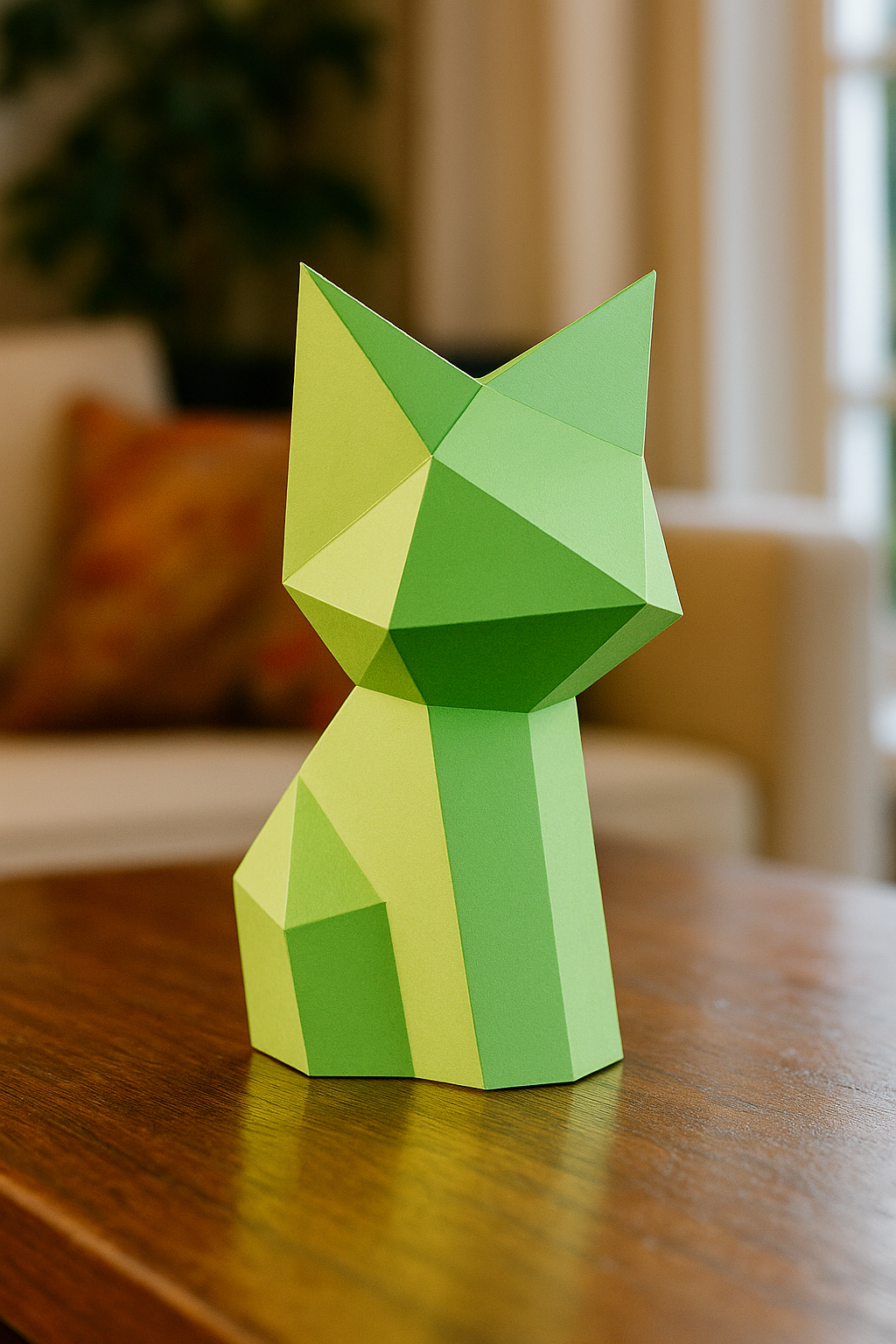 Figura constructor de gato poligonal en papel, kit 3D para montar   26x15x18 — Manualidad PaperCraft DIY