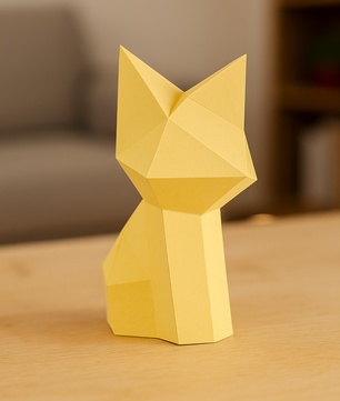 Figura constructor de gato poligonal en papel, kit 3D para montar   26x15x18 — Manualidad PaperCraft DIY