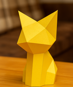 Figura constructor de gato poligonal en papel, kit 3D para montar   26x15x18 — Manualidad PaperCraft DIY