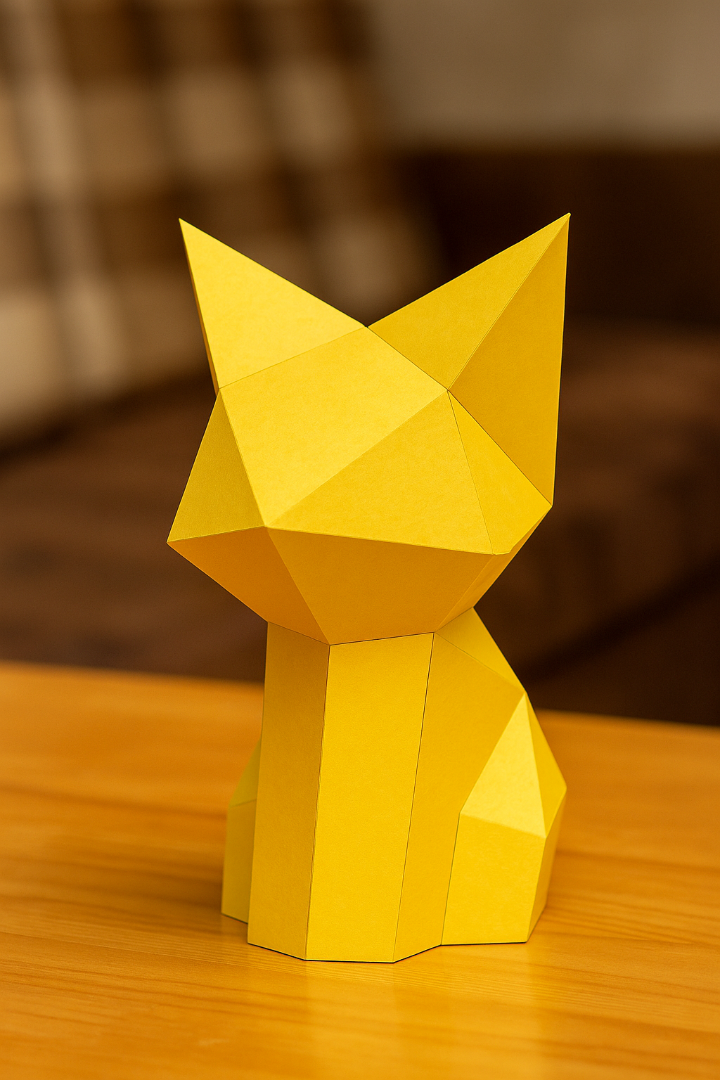 Figura constructor de gato poligonal en papel, kit 3D para montar   26x15x18 — Manualidad PaperCraft DIY