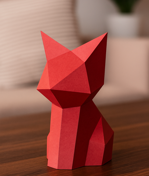 Figura constructor de gato poligonal en papel, kit 3D para montar   26x15x18 — Manualidad PaperCraft DIY
