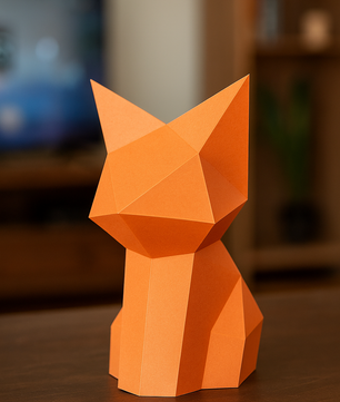 Figura constructor de gato poligonal en papel, kit 3D para montar   26x15x18 — Manualidad PaperCraft DIY