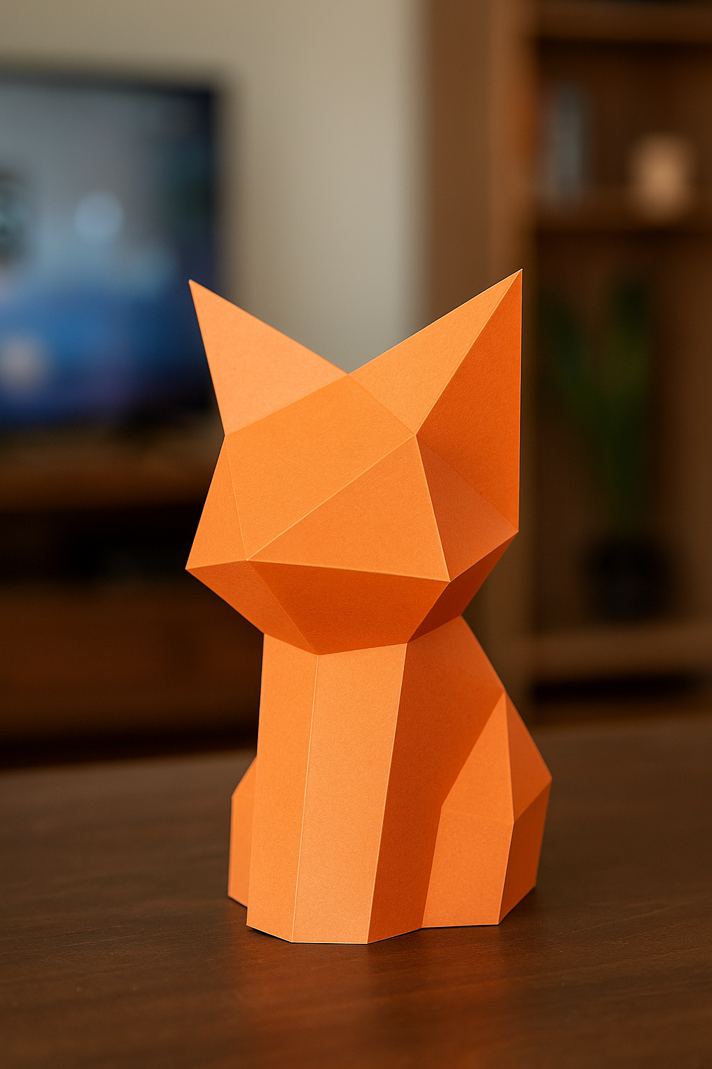 Figura constructor de gato poligonal en papel, kit 3D para montar   26x15x18 — Manualidad PaperCraft DIY