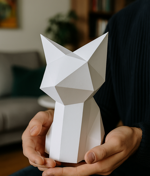 Figura constructor de gato poligonal en papel, kit 3D para montar   26x15x18 — Manualidad PaperCraft DIY