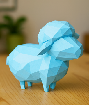 figura 3D de oveja poligonal de papel para montar, manualidad creativa  18x25x29 - Kit PaperCraft DIY