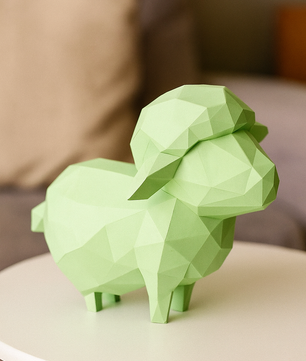 figura 3D de oveja poligonal de papel para montar, manualidad creativa  18x25x29 - Kit PaperCraft DIY