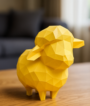 figura 3D de oveja poligonal de papel para montar, manualidad creativa  18x25x29 - Kit PaperCraft DIY