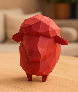 figura 3D de oveja poligonal de papel para montar, manualidad creativa  18x25x29 - Kit PaperCraft DIY