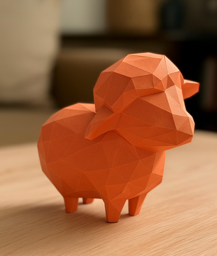 figura 3D de oveja poligonal de papel para montar, manualidad creativa  18x25x29 - Kit PaperCraft DIY