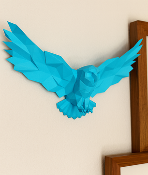Figura decorativa: búho poligonal de papel con alas desplegadas 75x36x35, manualidades 3D para montar — PaperCraft DIY
