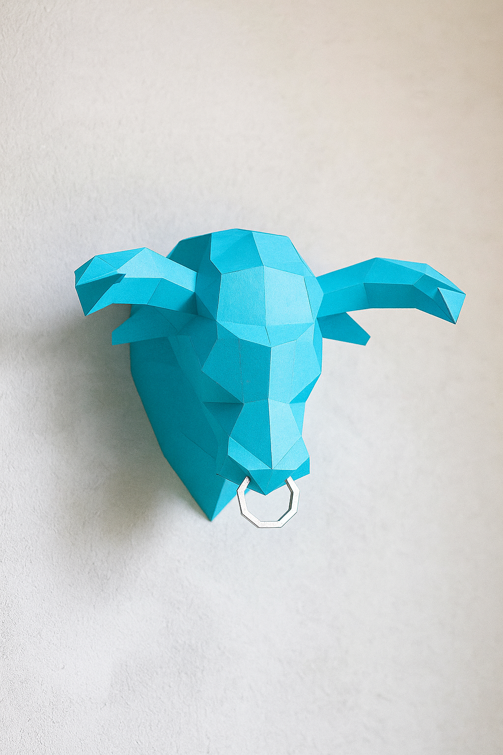 Kit PaperCraft DIY: cabeza de toro poligonal de papel 3D para montar 39x35x29, decoración de pared, manualidad creativa