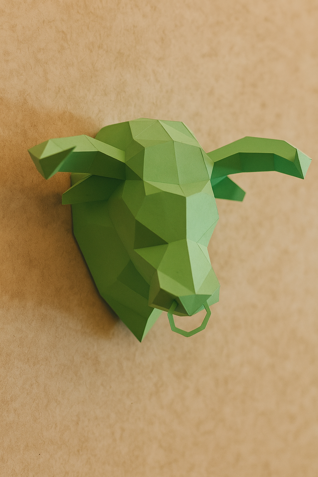 Kit PaperCraft DIY: cabeza de toro poligonal de papel 3D para montar 39x35x29, decoración de pared, manualidad creativa