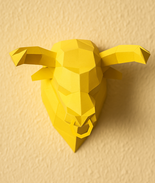 Kit PaperCraft DIY: cabeza de toro poligonal de papel 3D para montar 39x35x29, decoración de pared, manualidad creativa